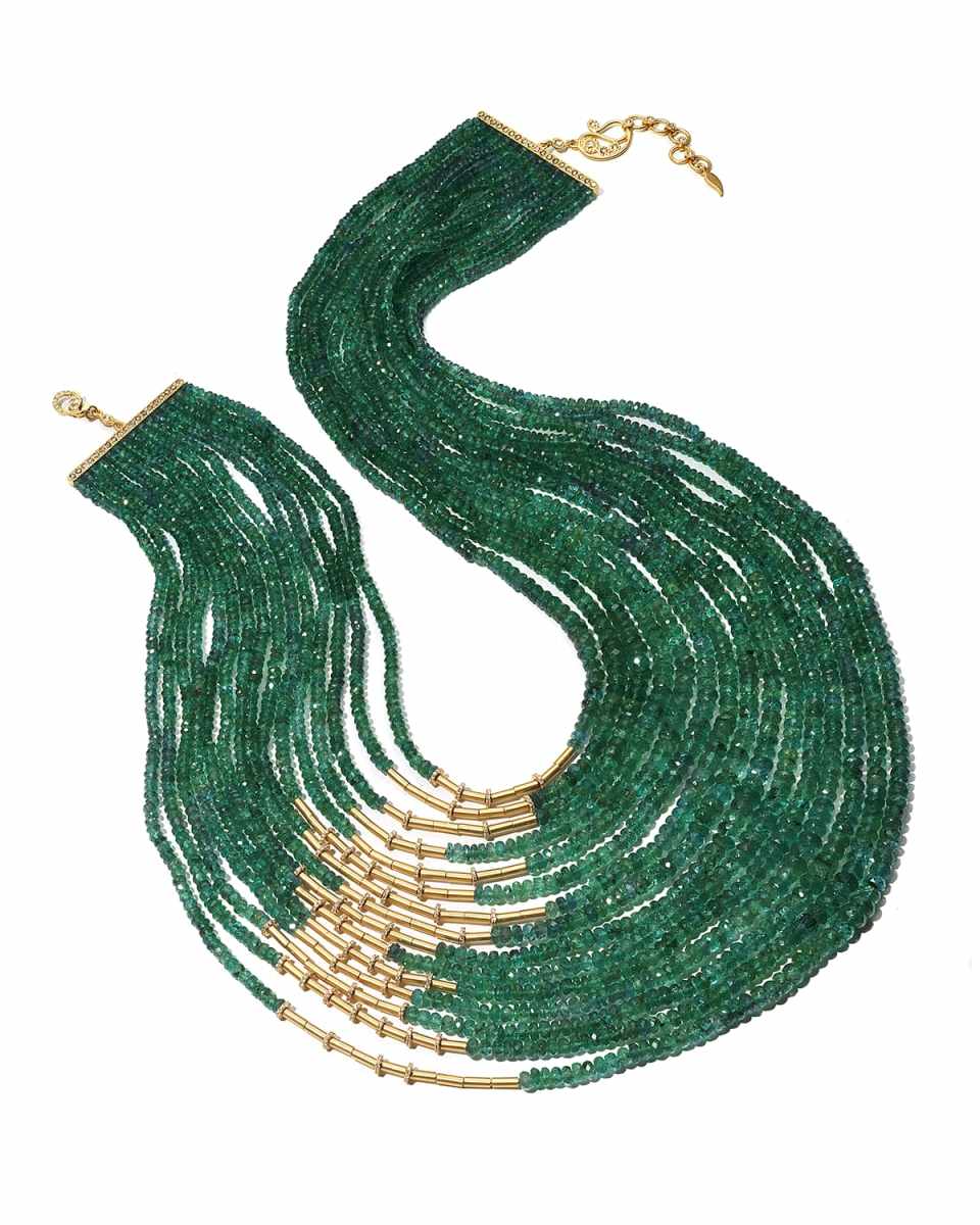 Affinity 20K Emerald Multi-Strand Necklace w/ Diamonds